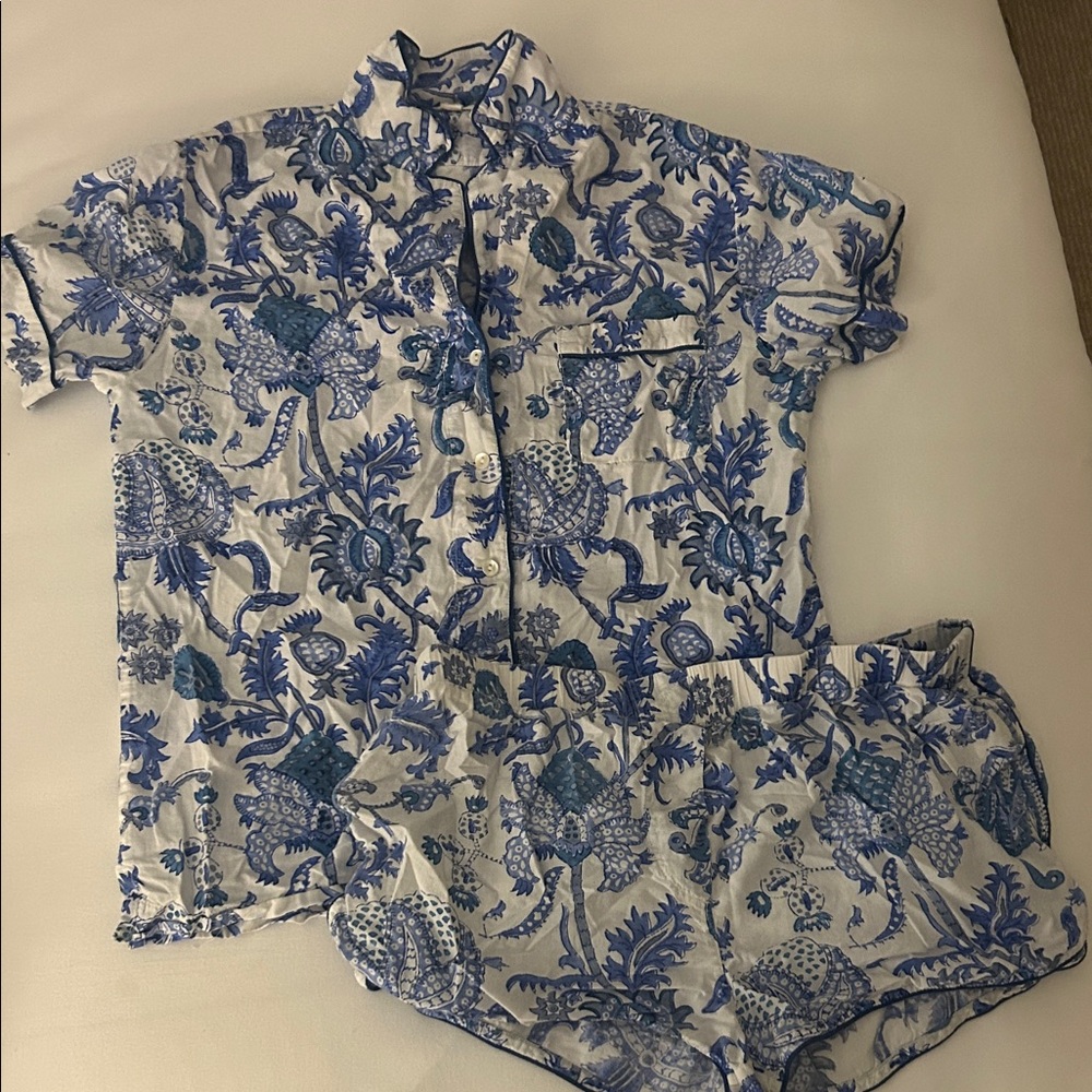 Roller Rabbit Blue and White Pajama Set